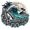 Tropical Wave Skulls 004 Die Cut Sticker from Sticker Gator 