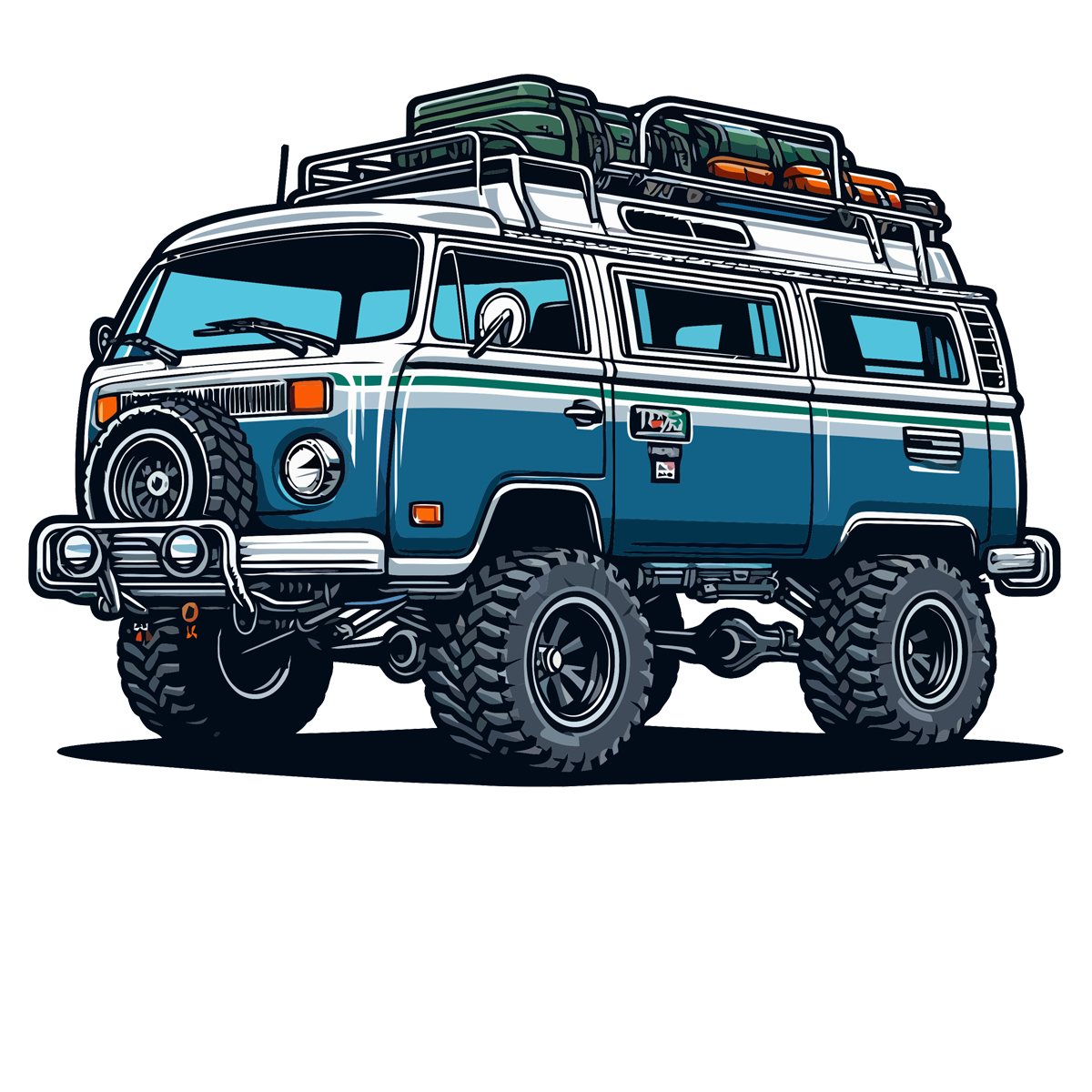 VW 4x4 Blue Bus Surf Car Die Cut Sticker from Sticker Gator