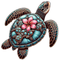 Sea Turtle Flower Shell Sticker Die Cut Sticker from Sticker Gator