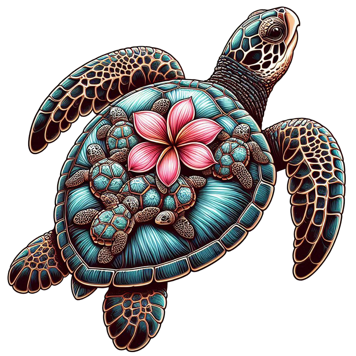 Sea Turtle Flower Shell Sticker Die Cut Sticker from Sticker Gator