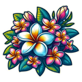 Plumeria Flowers Pink and White 001 Die Cut Sticker from Sticker Gator