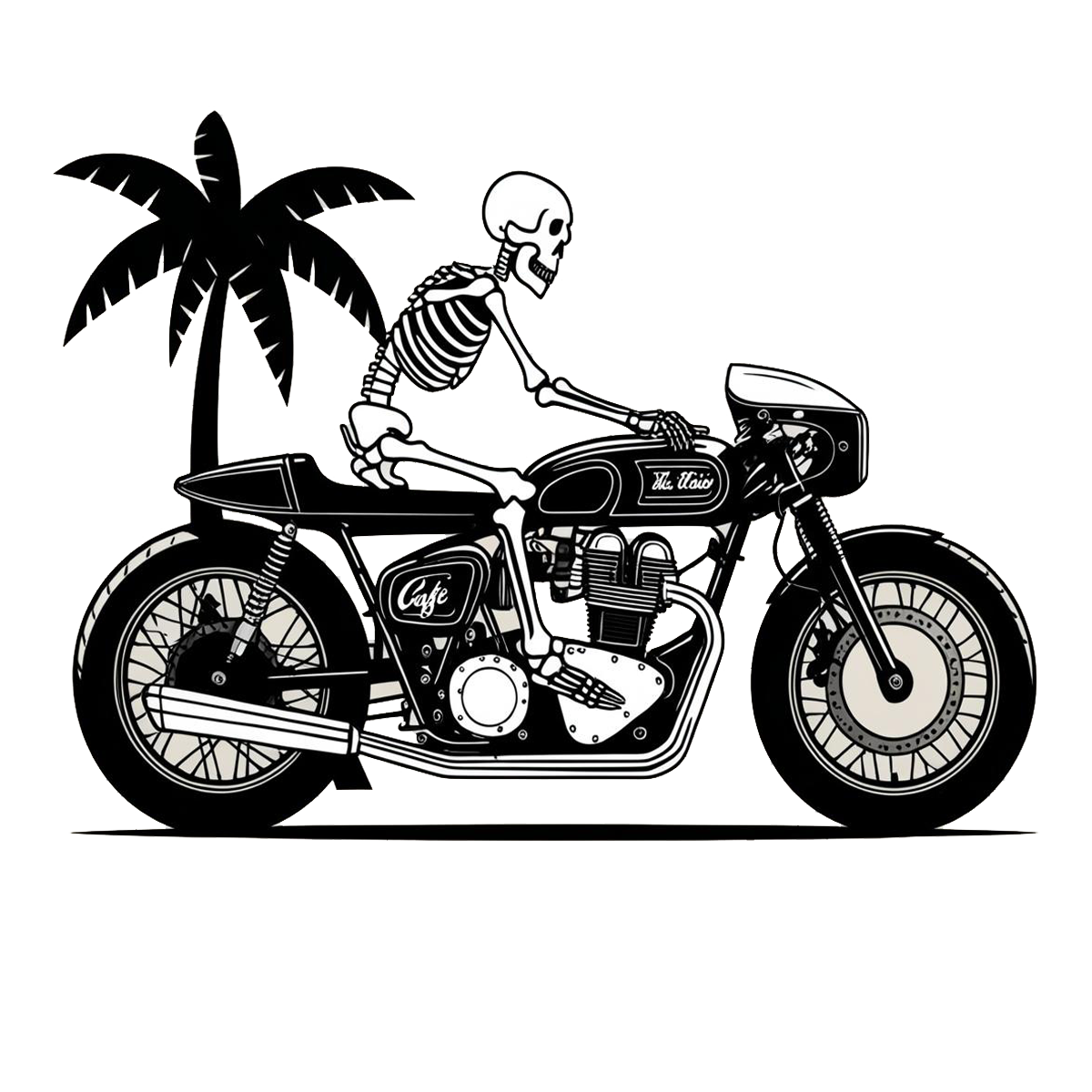 Black White Cafe Racer Motocycle Die Cut Sticker from Sticker Gator