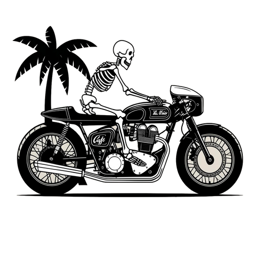 Black White Cafe Racer Motocycle Die Cut Sticker from Sticker Gator