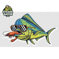 Mahi Mahi with Shrimp Fishing Sticker Die Cut Sticker from Sticker Gator