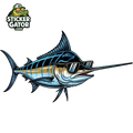 Marlin with Sunglasses Fishing Sticker Die Cut Sticker from Sticker Gator