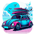 VW Bug Surf Car Die Cut Sticker from Sticker Gator 