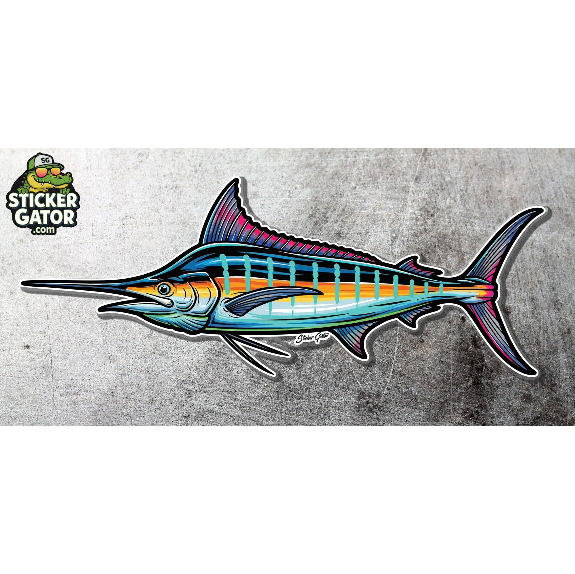 Neon Marlin Fish Decal from Sticker Gator