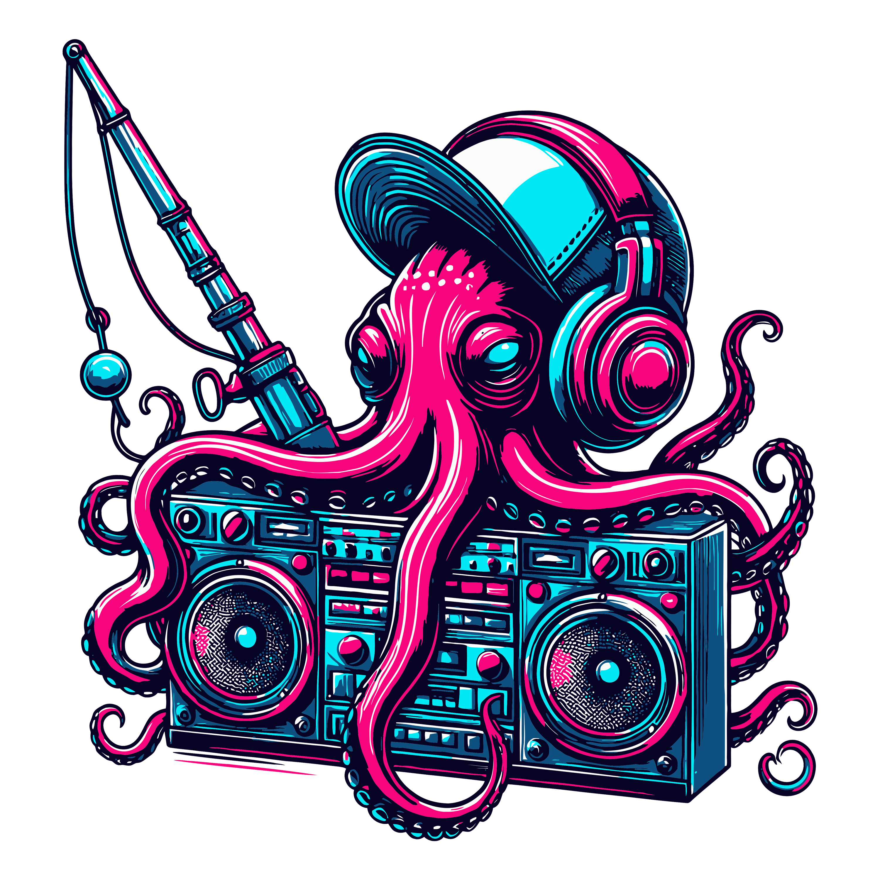 Octopuss Boom Box Sticker Die Cut Sticker from Sticker Gator