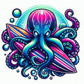Octopuss Surf Sticker Die Cut Sticker from Sticker Gator