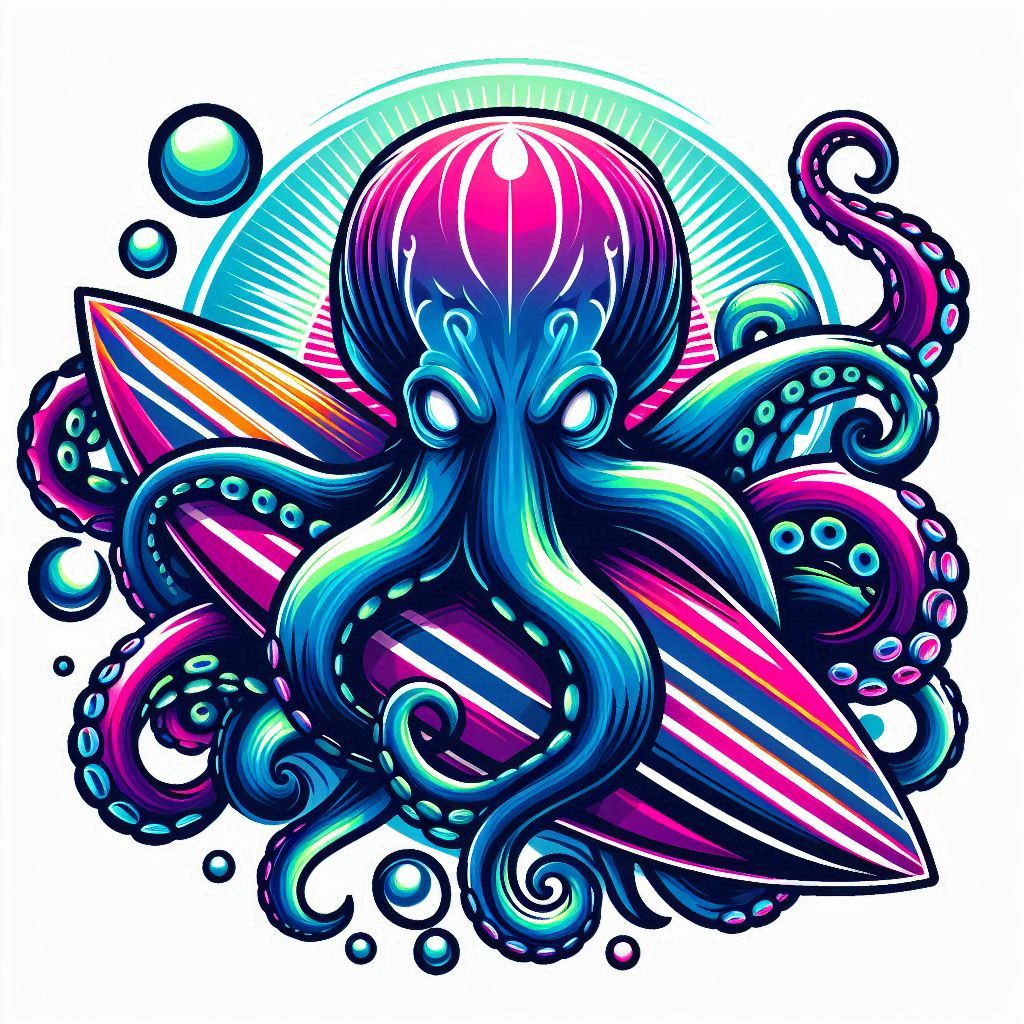 Octopuss Surf Sticker Die Cut Sticker from Sticker Gator
