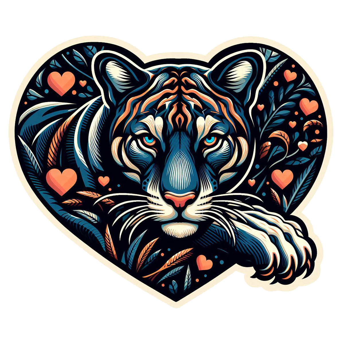 Panther Heart 001 Die Cut Sticker from Sticker Gator 