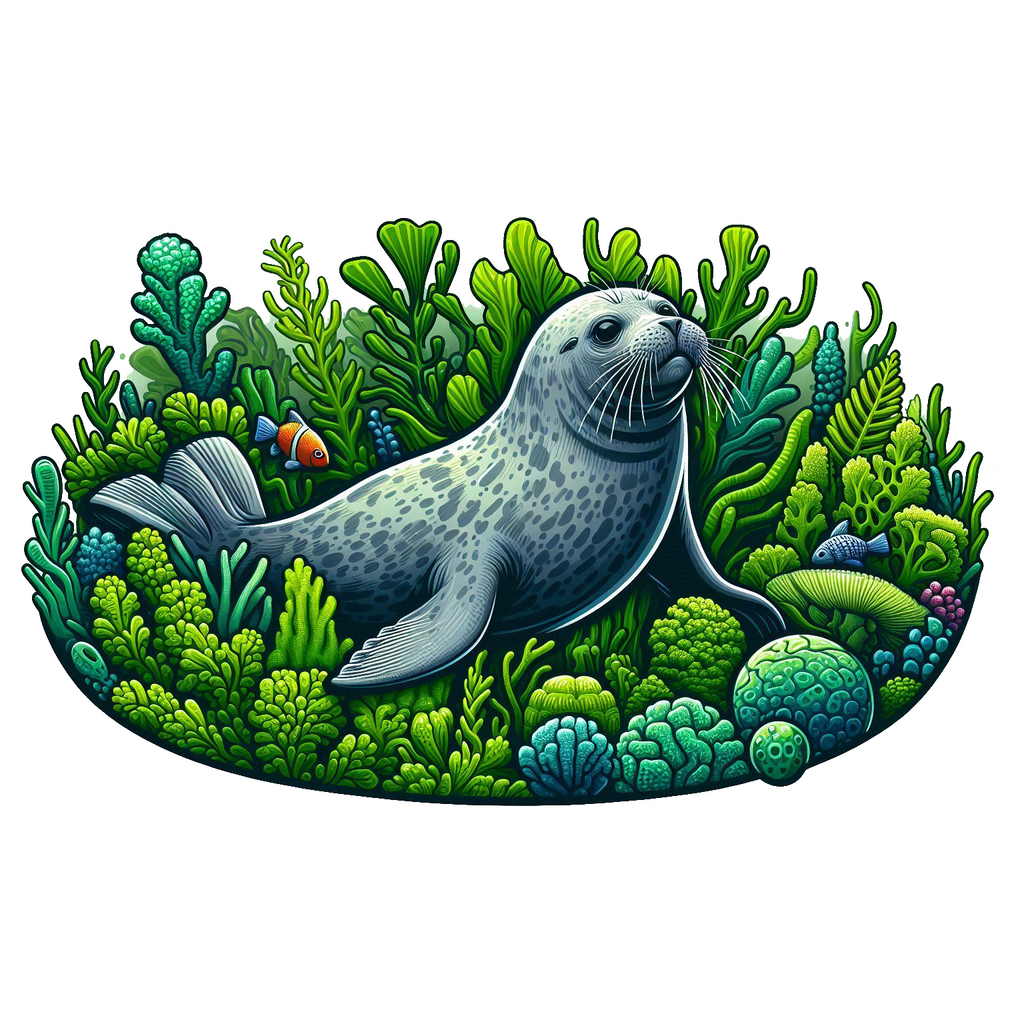 Cute Seal in Kelp Surf Sticker Die Cut Sticker from Sticker Gator