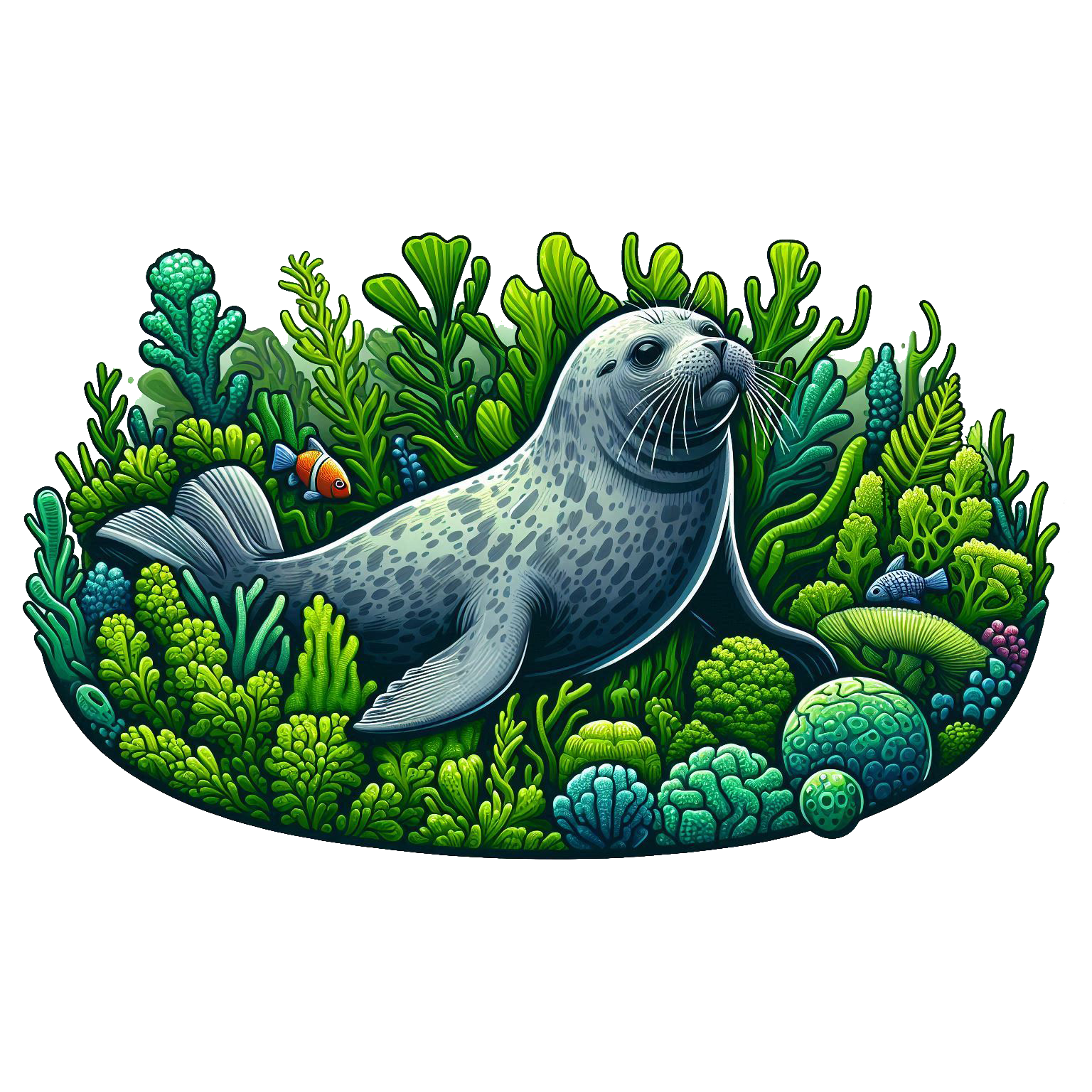 Cute Seal in Kelp Surf Sticker Die Cut Sticker from Sticker Gator