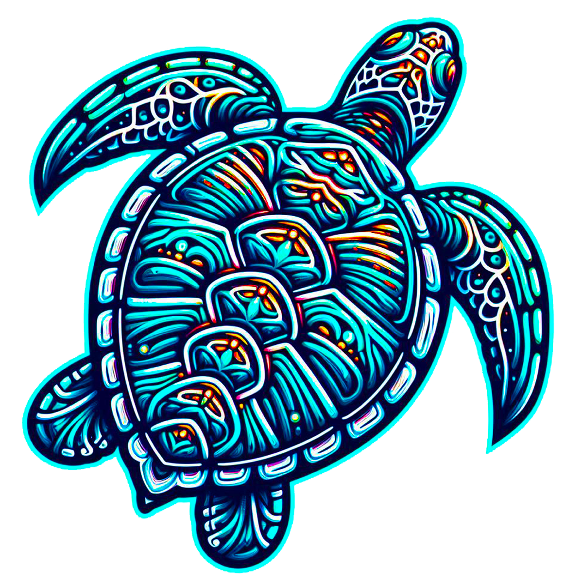 Sea Turtle Teal Jewels Top Sticker Die Cut Sticker from Sticker Gator