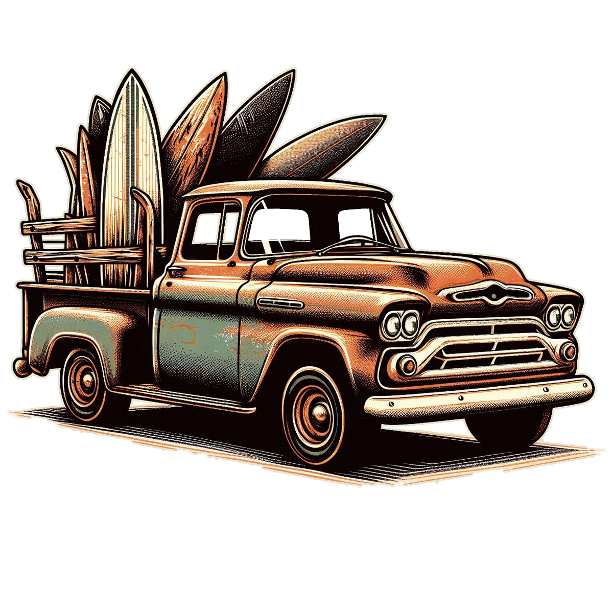 Turtles Old Pickup Truck Surf Car Die Cut Sticker from Sticker Gator 