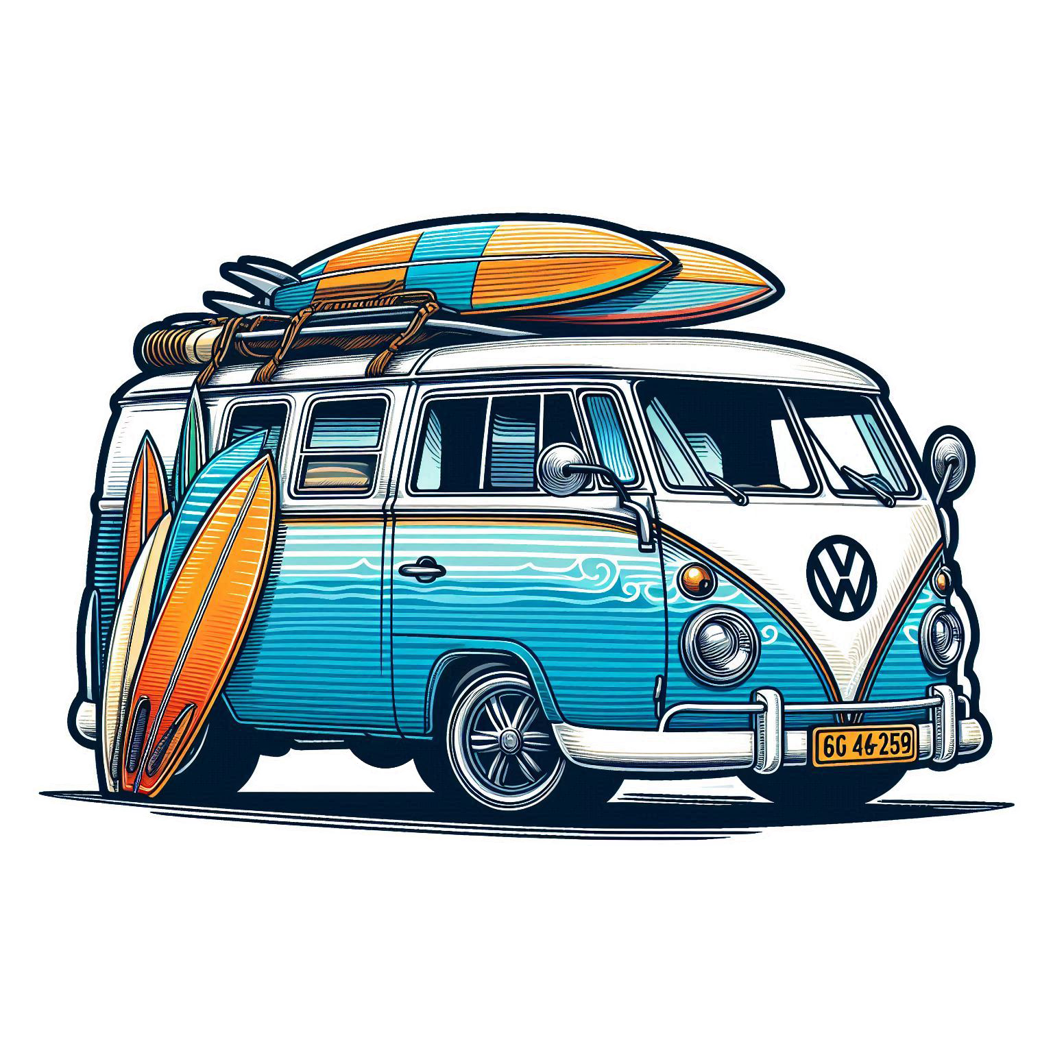 VW Lowered Surf Bus Die Cut Sticker from Sticker Gator