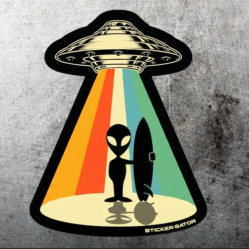 Alien Surfer Die Cut Sticker from Sticker Gator