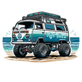Beach Bound VW 4x4 Surf Car Die Cut Sticker from Sticker Gator
