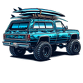 Blue Camo Bronco Surf Car Die Cut Sticker from Sticker Gator 