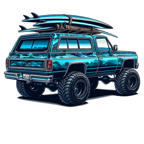 Blue Camo Bronco Surf Car Die Cut Sticker from Sticker Gator 