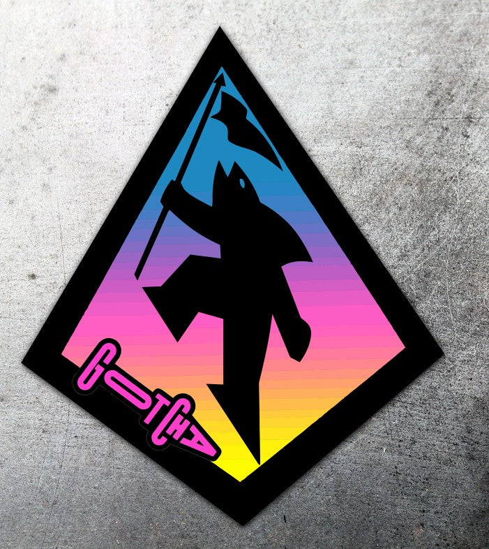 Gotcha Fish Man Retro Sticker 80's Surf Stickers