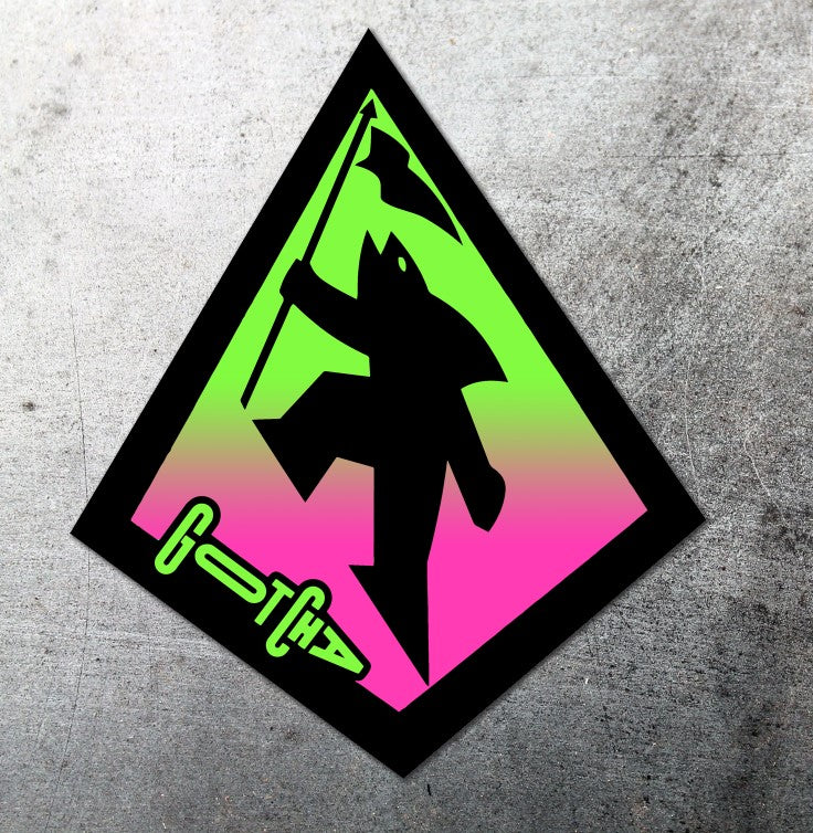 Gotcha Fish Man Retro Sticker 80's Surf Stickers