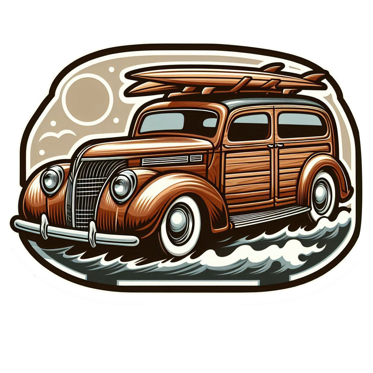 Woody Name Drop Surf Car Die Cut Sticker from Sticker Gator